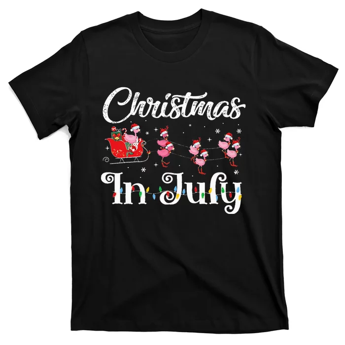 flamingo pink camping car christmas in july party T-Shirt