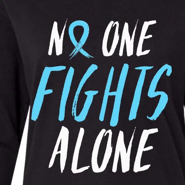 Fight Prostate Cancer Awareness Light Blue Ribbon Survivor Womens Cotton Relaxed Long Sleeve T-Shirt