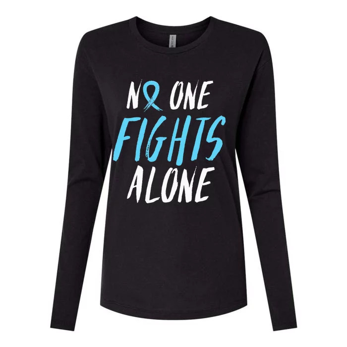 Fight Prostate Cancer Awareness Light Blue Ribbon Survivor Womens Cotton Relaxed Long Sleeve T-Shirt