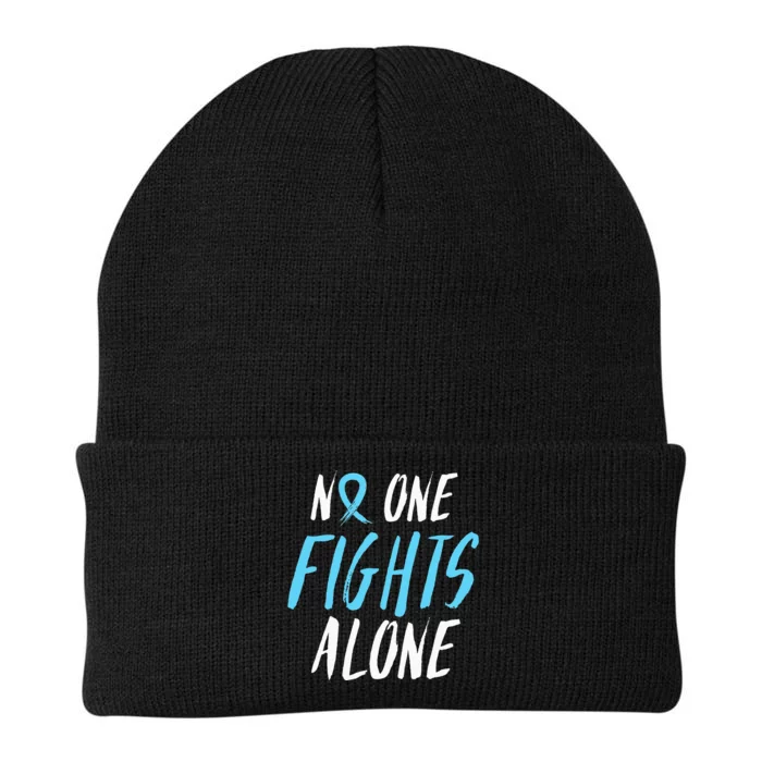 Fight Prostate Cancer Awareness Light Blue Ribbon Survivor Knit Cap Winter Beanie