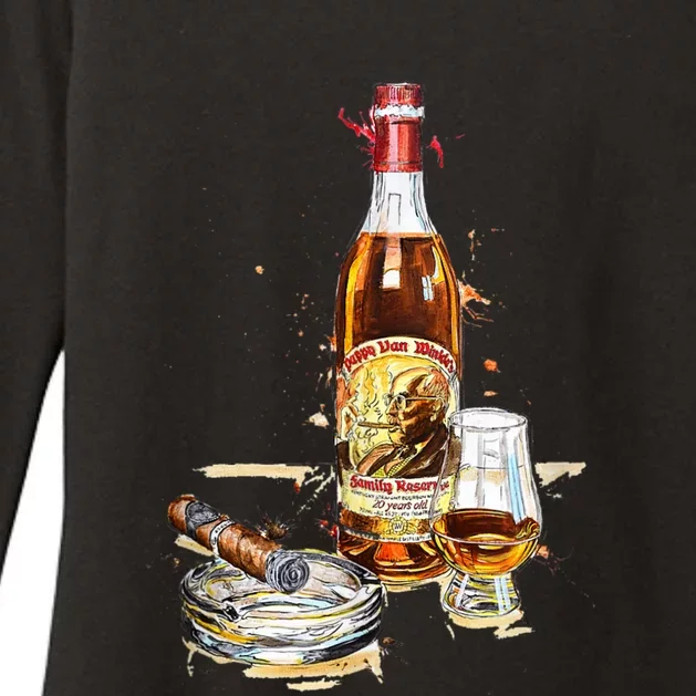 Funny Pappy & Cigar Painting, Blantons, Buffalo Trace 1 Womens CVC Long Sleeve Shirt