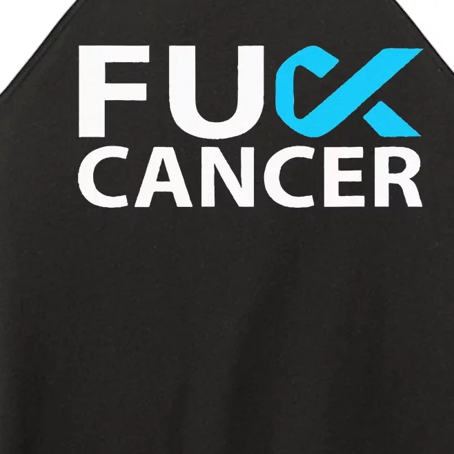 Fuck Prostate Cancer F U FU Blue Ribbon Cancer Awareness Women’s Perfect Tri Rocker Tank