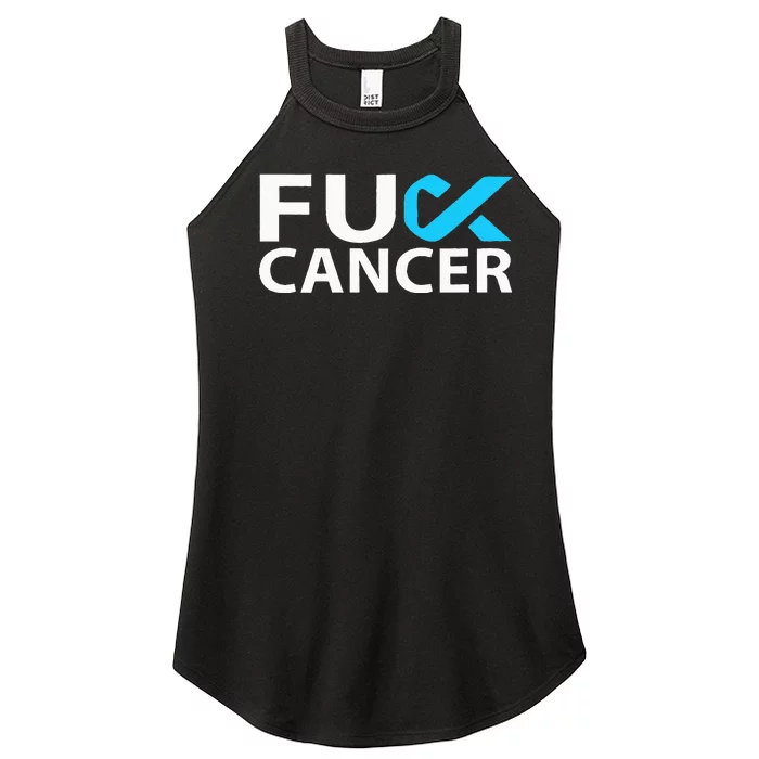 Fuck Prostate Cancer F U FU Blue Ribbon Cancer Awareness Women’s Perfect Tri Rocker Tank