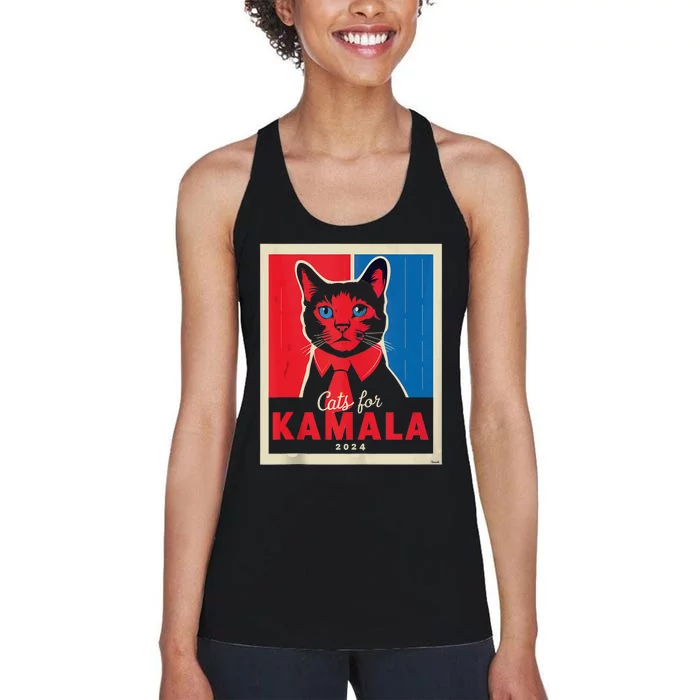 Funny Political Cats For Kamala Feline Lover Supporter Women's Racerback Tank