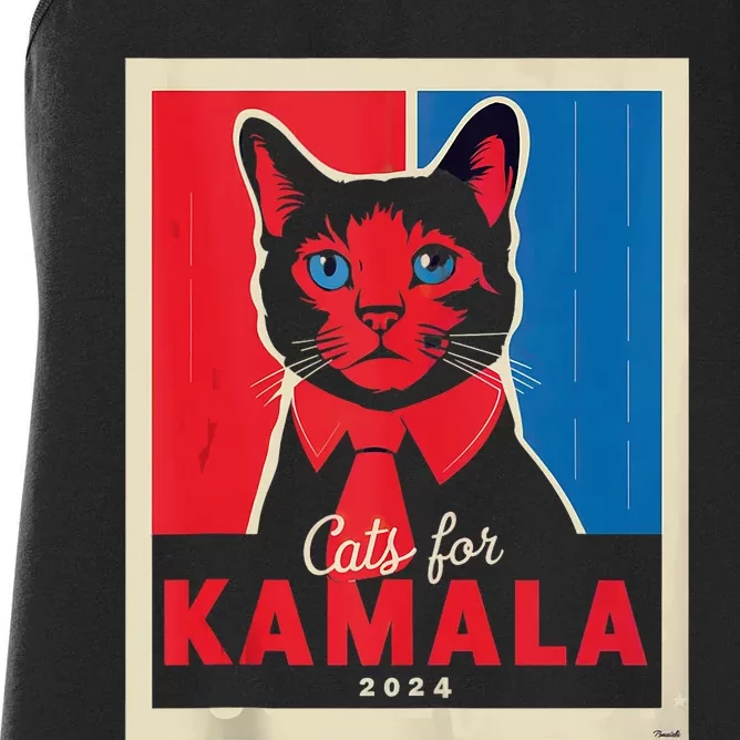 Funny Political Cats For Kamala Feline Lover Supporter Women's Racerback Tank