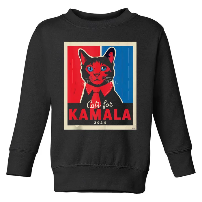 Funny Political Cats For Kamala Feline Lover Supporter Toddler Sweatshirt