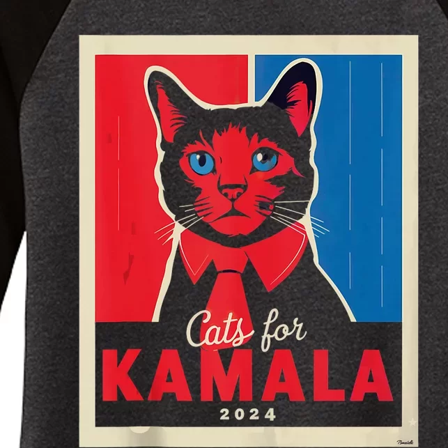 Funny Political Cats For Kamala Feline Lover Supporter Women's Tri-Blend 3/4-Sleeve Raglan Shirt