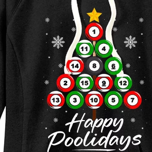 Funny Pool Christmas Tree Billiards Ugly Xmas Sweater Women's Fleece Hoodie