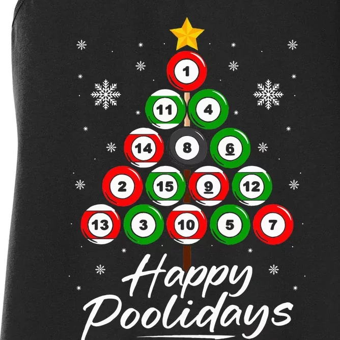 Funny Pool Christmas Tree Billiards Ugly Xmas Sweater Women's Racerback Tank