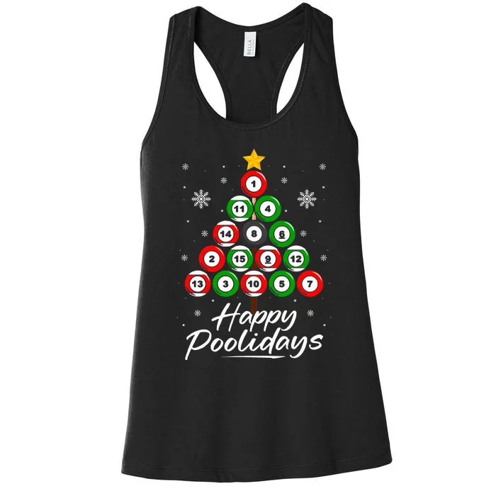 Funny Pool Christmas Tree Billiards Ugly Xmas Sweater Women's Racerback Tank