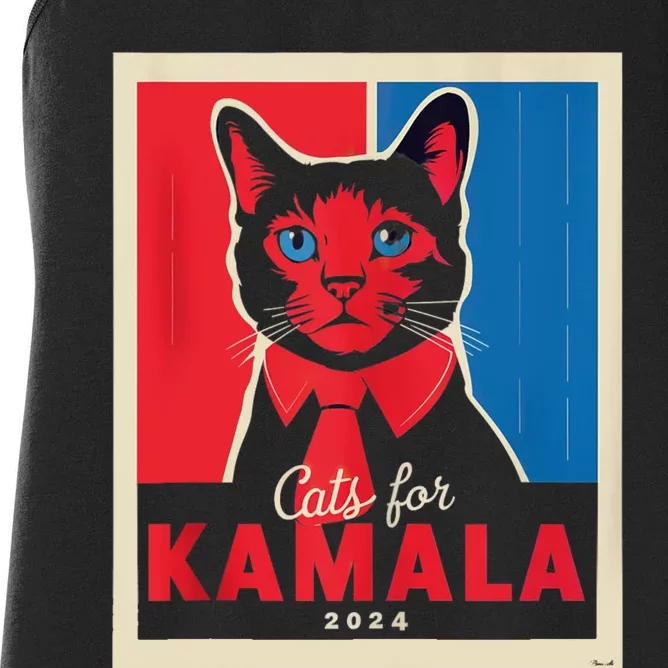 Funny Political Cats For Kamala Feline Lover Supporter Women's Racerback Tank