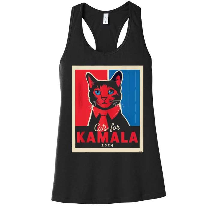 Funny Political Cats For Kamala Feline Lover Supporter Women's Racerback Tank