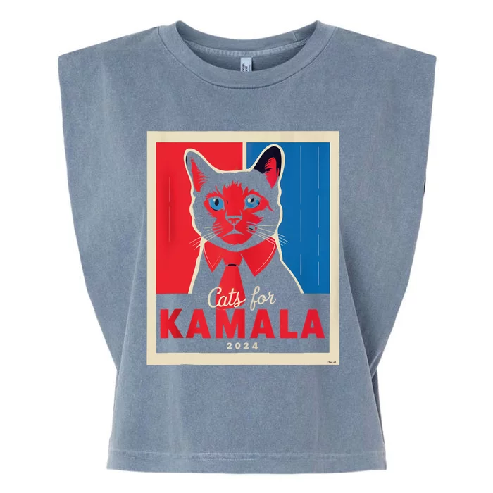 Funny Political Cats For Kamala Feline Lover Supporter Garment-Dyed Women's Muscle Tee