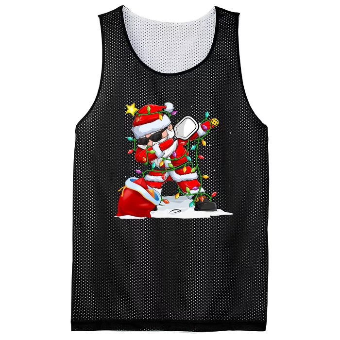 Funny Pickleball Christmas Dabbing Santa Playing Pickleball Mesh Reversible Basketball Jersey Tank