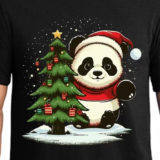 Festive Panda Claus for Christmas Celebration Pajama Set