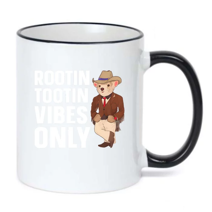 Funny Possum Cowboy Rootin Tootin Vibes Only Black Color Changing Mug