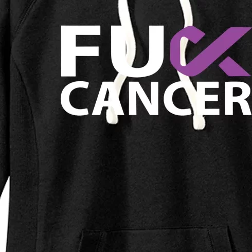 Fuck Pancreatic Cancer F U Fu Purple Ribbon Cancer Awareness Gift Women's Fleece Hoodie