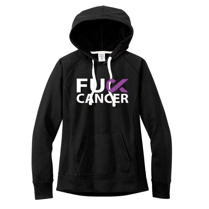 Fuck Pancreatic Cancer F U Fu Purple Ribbon Cancer Awareness Gift Women's Fleece Hoodie