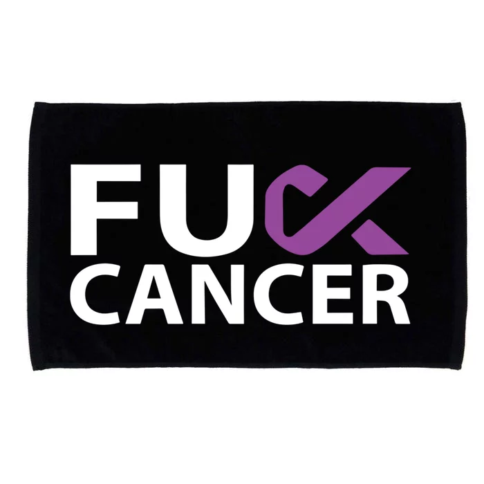 Fuck Pancreatic Cancer F U Fu Purple Ribbon Cancer Awareness Gift Microfiber Hand Towel