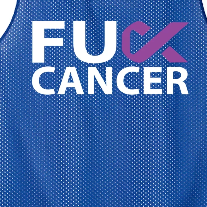 Fuck Pancreatic Cancer F U Fu Purple Ribbon Cancer Awareness Gift Mesh Reversible Basketball Jersey Tank