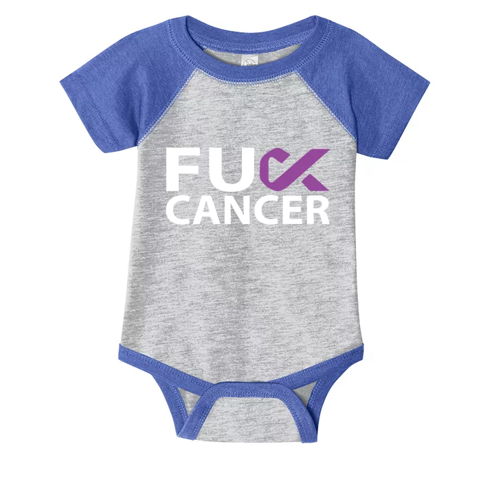 Fuck Pancreatic Cancer F U Fu Purple Ribbon Cancer Awareness Gift Infant Baby Jersey Bodysuit