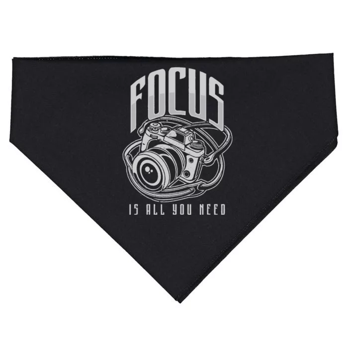 Focus Photographer Camera Gift USA-Made Doggie Bandana