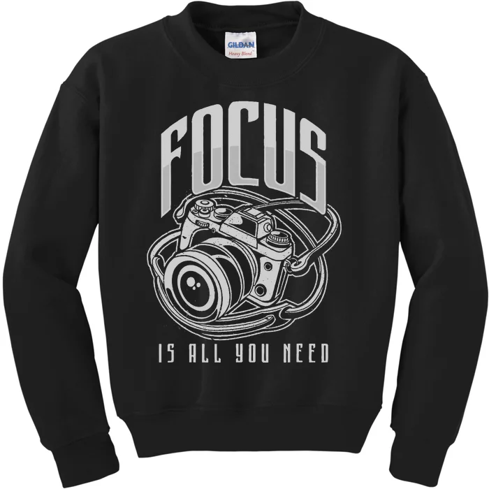 Focus Photographer Camera Gift Kids Sweatshirt