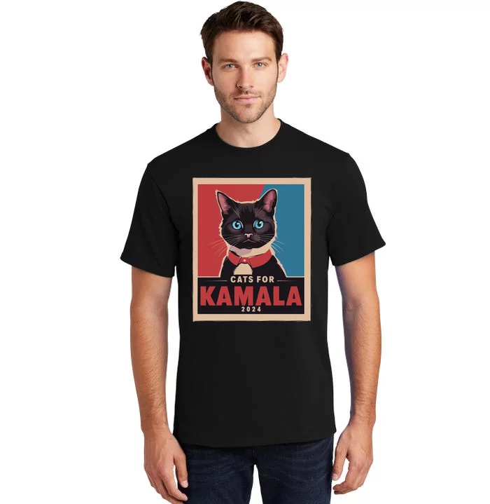 Funny Political Cats For Kamala Gift Tall T-Shirt