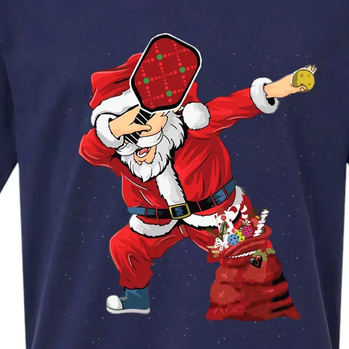 Funny Pickleball Christmas Santa Playing Pickleball Sueded Cloud Jersey T-Shirt