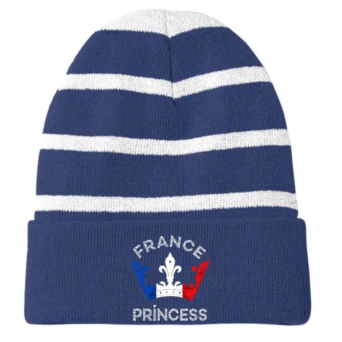 France Princess Crown French Flag French Pride French Roots Striped Beanie with Solid Band