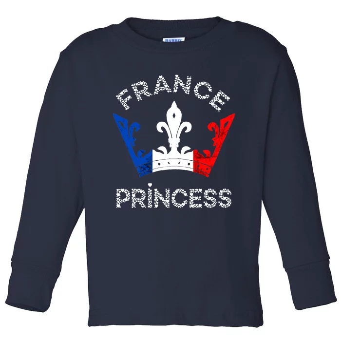 France Princess Crown French Flag French Pride French Roots Toddler Long Sleeve Shirt