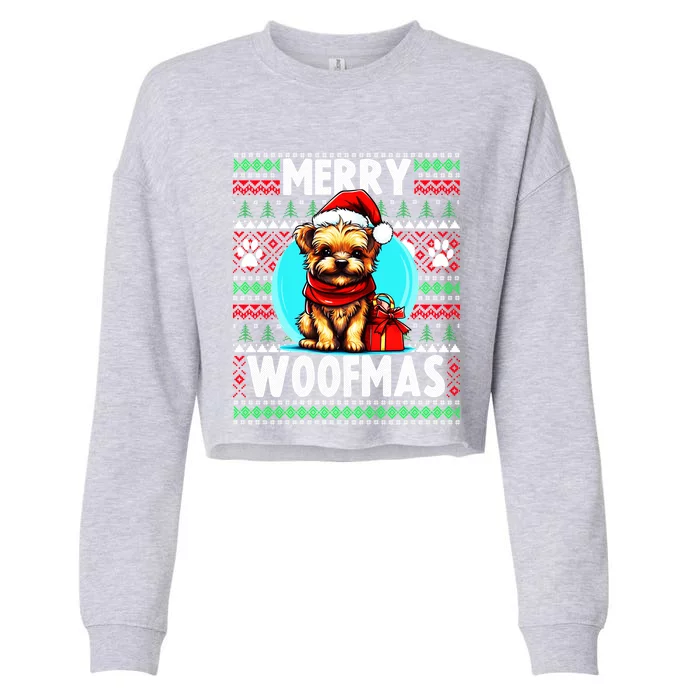 Fur Parent Christmas Yorkshire Terrier Ugly Christmas Gift Cropped Pullover Crew