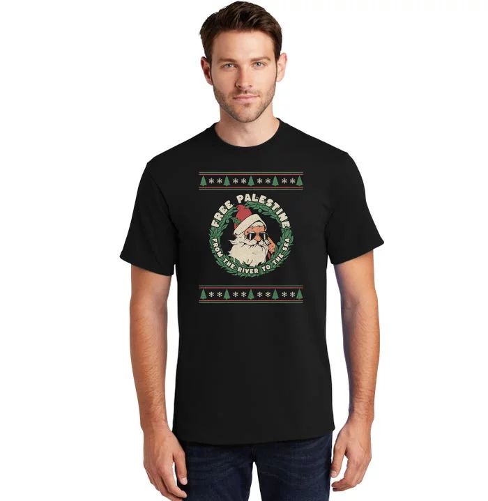 Free Palestine Christmas Santa Gaza Tall T-Shirt