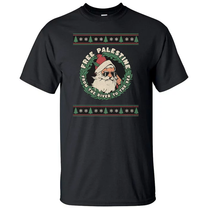 Free Palestine Christmas Santa Gaza Tall T-Shirt