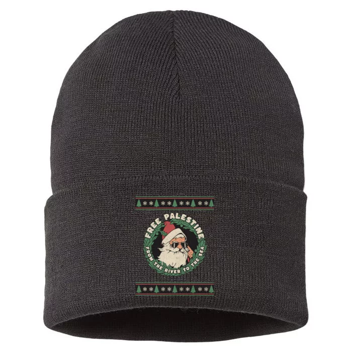 Free Palestine Christmas Santa Gaza Sustainable Knit Beanie