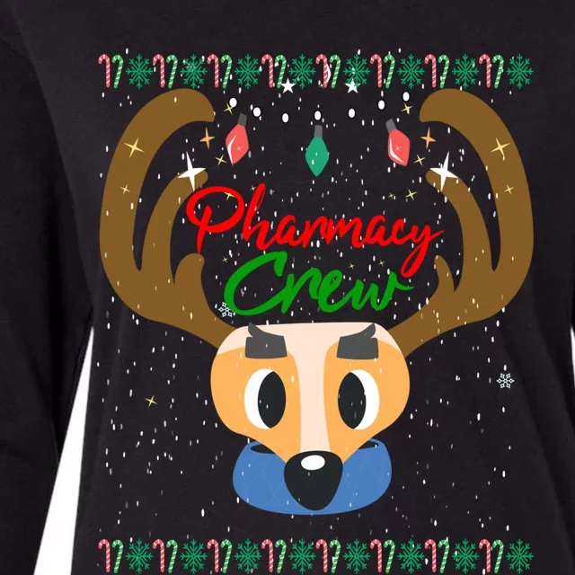 Funny Pharmacy Crew Christmas Pharmacist Reindeer Xmas Gift Womens Cotton Relaxed Long Sleeve T-Shirt