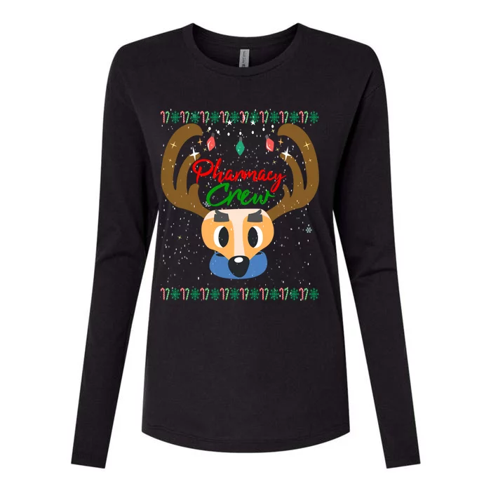 Funny Pharmacy Crew Christmas Pharmacist Reindeer Xmas Gift Womens Cotton Relaxed Long Sleeve T-Shirt