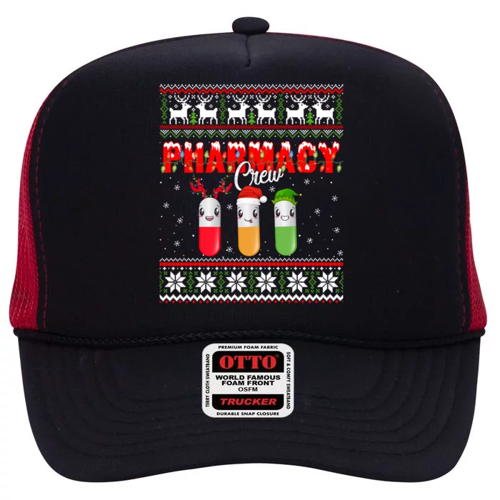 Funny Pharmacy Crew Funny Pills Merry Christmas Ugly Sweater Cute Gift High Crown Mesh Trucker Hat