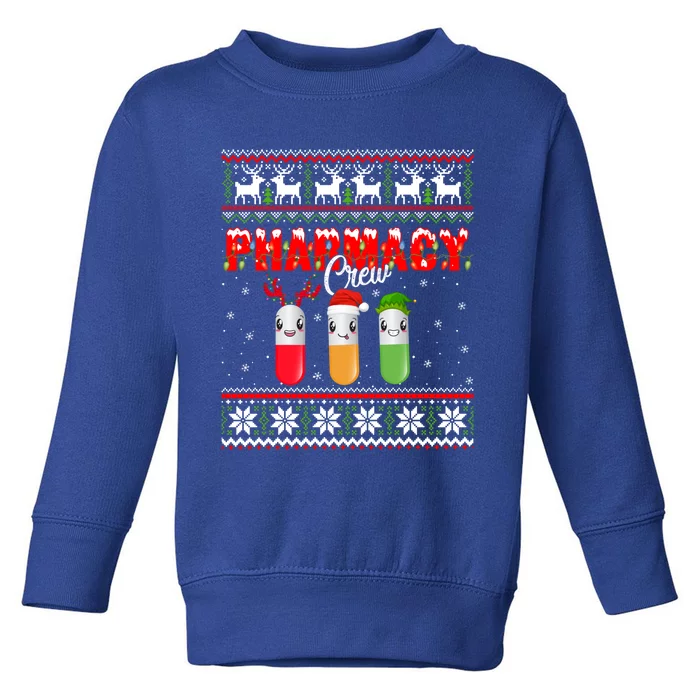 Funny Pharmacy Crew Funny Pills Merry Christmas Ugly Sweater Cute Gift Toddler Sweatshirt