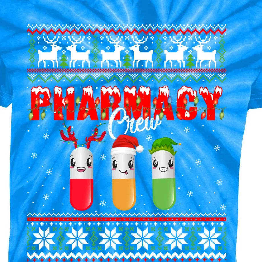 Funny Pharmacy Crew Funny Pills Merry Christmas Ugly Sweater Cute Gift Kids Tie-Dye T-Shirt