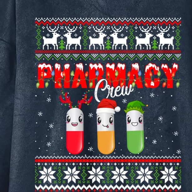 Funny Pharmacy Crew Funny Pills Merry Christmas Ugly Sweater Cute Gift Hooded Wearable Blanket