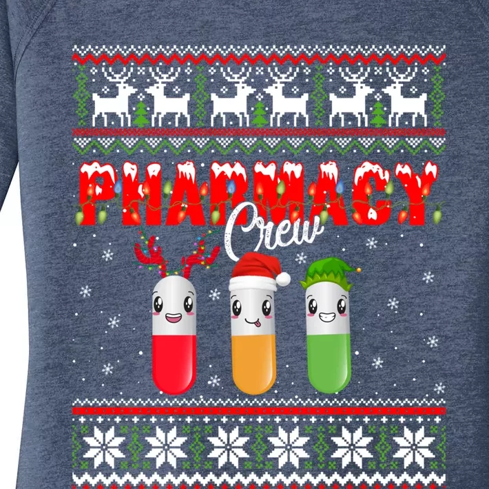 Funny Pharmacy Crew Funny Pills Merry Christmas Ugly Sweater Cute Gift Women's Perfect Tri Tunic Long Sleeve Shirt