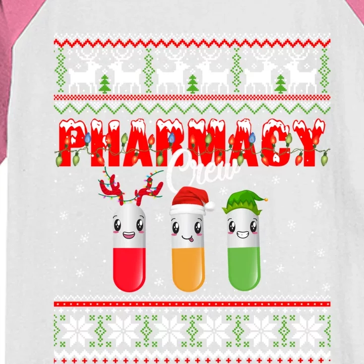 Funny Pharmacy Crew Funny Pills Merry Christmas Ugly Sweater Cute Gift Kids Colorblock Raglan Jersey