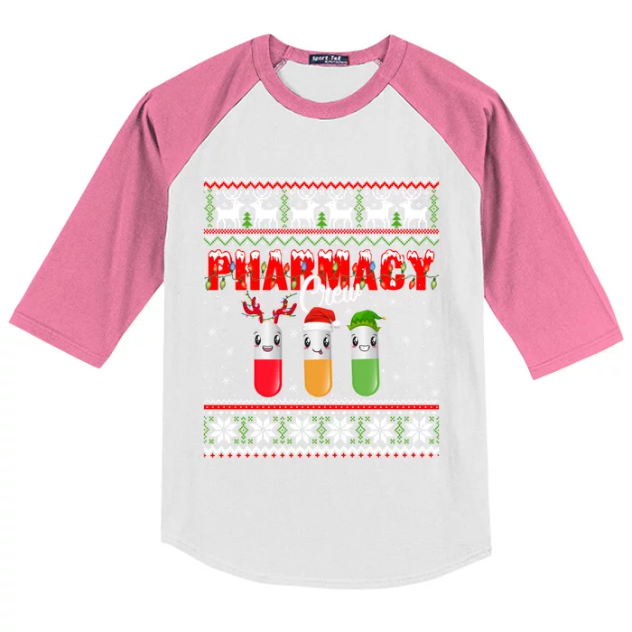 Funny Pharmacy Crew Funny Pills Merry Christmas Ugly Sweater Cute Gift Kids Colorblock Raglan Jersey