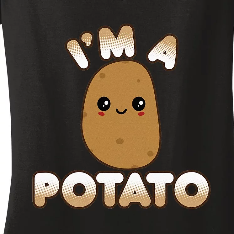 Funny Potato Costume Cute Kawaii Style Smiling Im A Potato Women's V-Neck T-Shirt