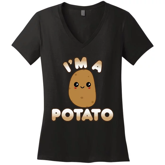 Funny Potato Costume Cute Kawaii Style Smiling Im A Potato Women's V-Neck T-Shirt