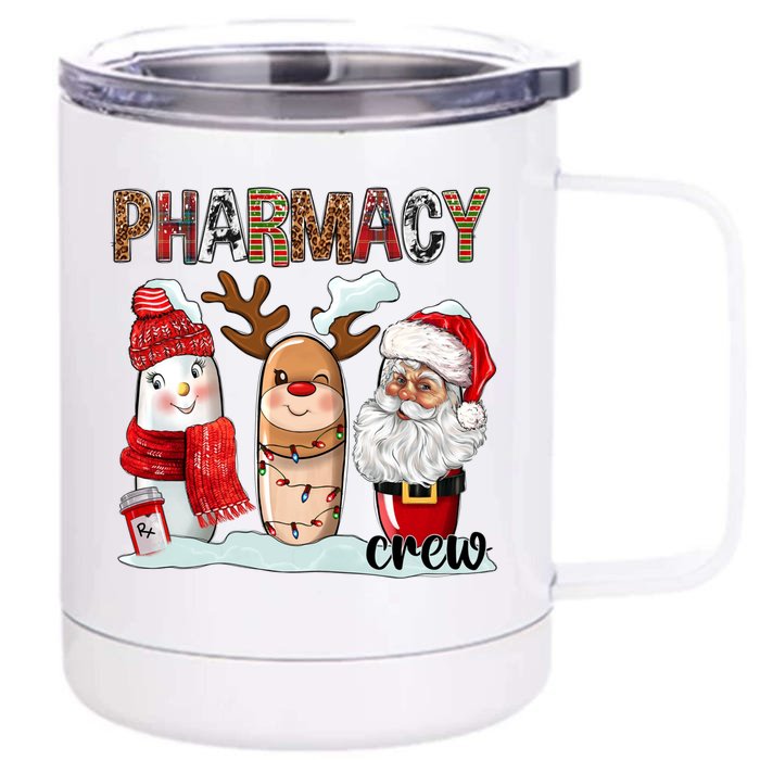 Funny Pharmacy Crew Squad Christmas Matching Holiday Pajama Funny Gift Front & Back 12oz Stainless Steel Tumbler Cup