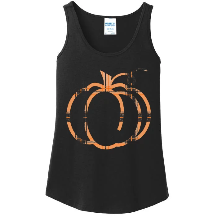 Fall Pumpkin Cute Thanksgiving Autumn Buffalo Plaid Pumpkin Ladies Essential Tank