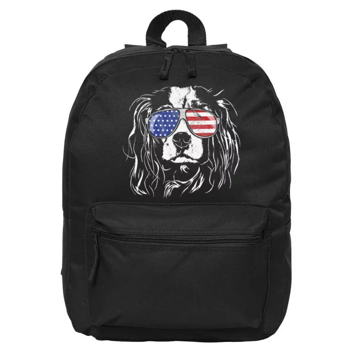 Funny Proud Cavalier King Charles Spaniel Patriotic Dog 16 in Basic Backpack