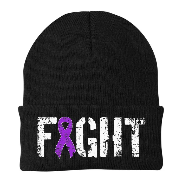 Fight Pancreatic Cancer Military Style Awareness Ribbon Knit Cap Winter Beanie